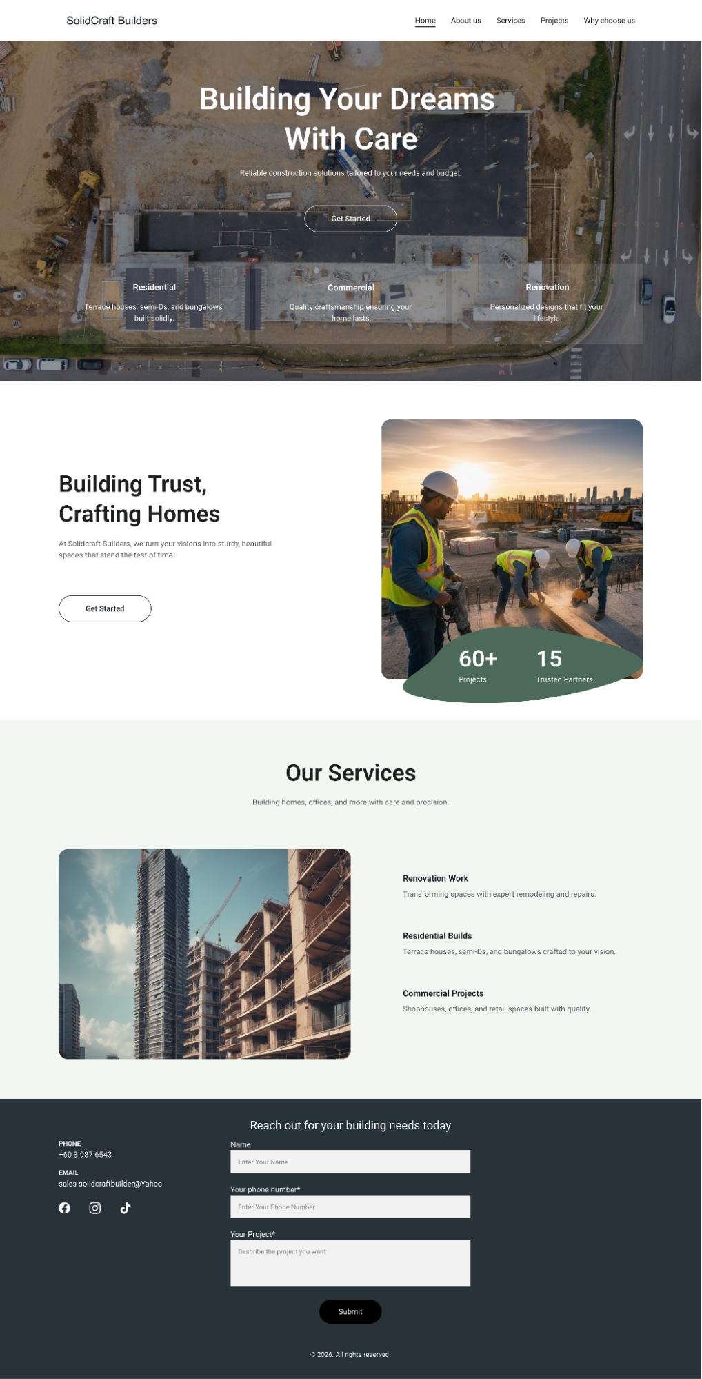 Construction company website