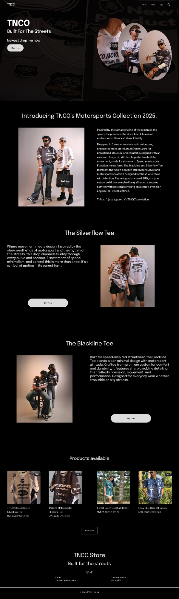 Streetwear brand website
